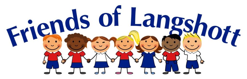 Welcome to the New Friends of Langshott Website! Friends of Langshott Logo, drawing of children holding hands under t he name in blue.